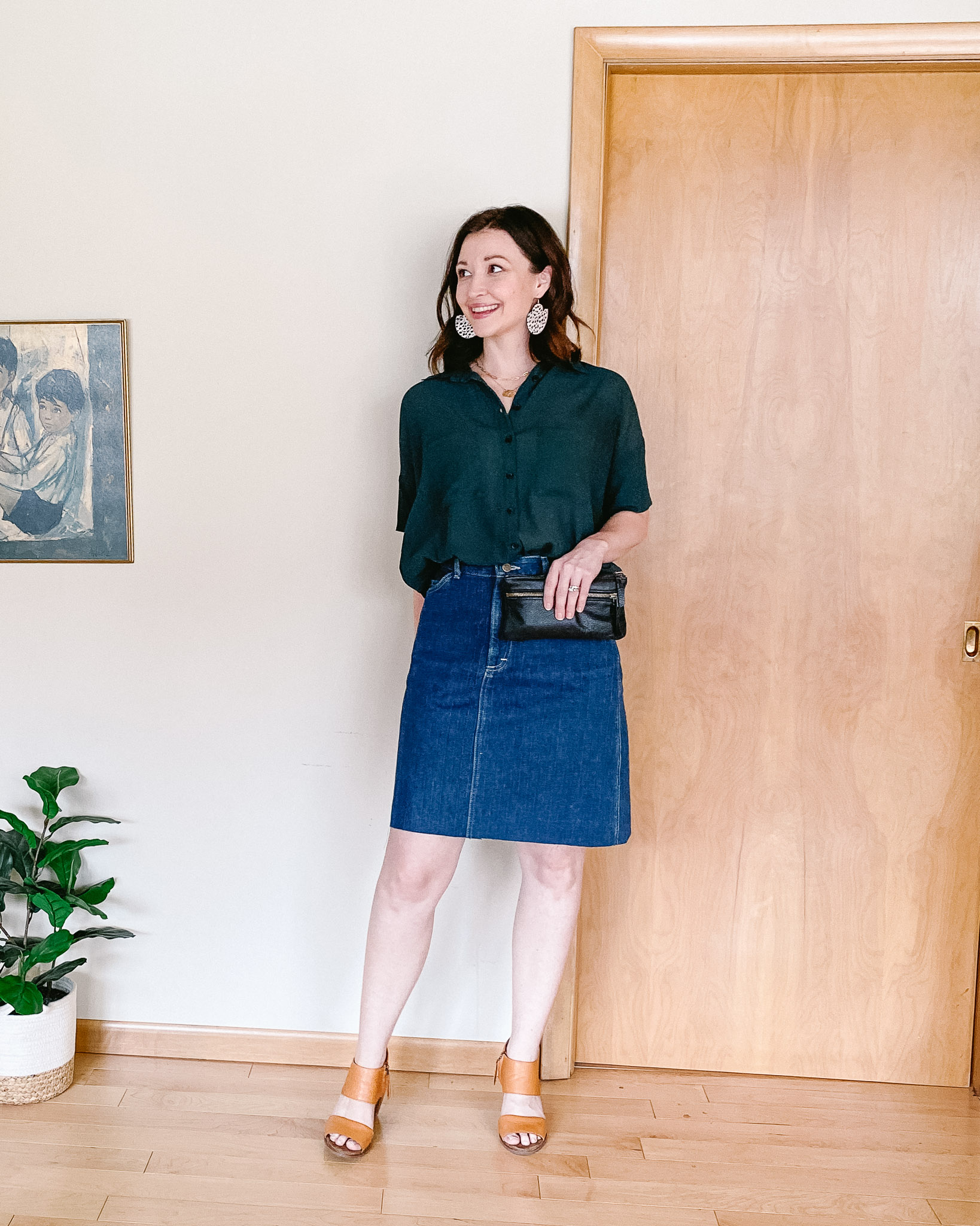 date night denim skirt outfit fancy