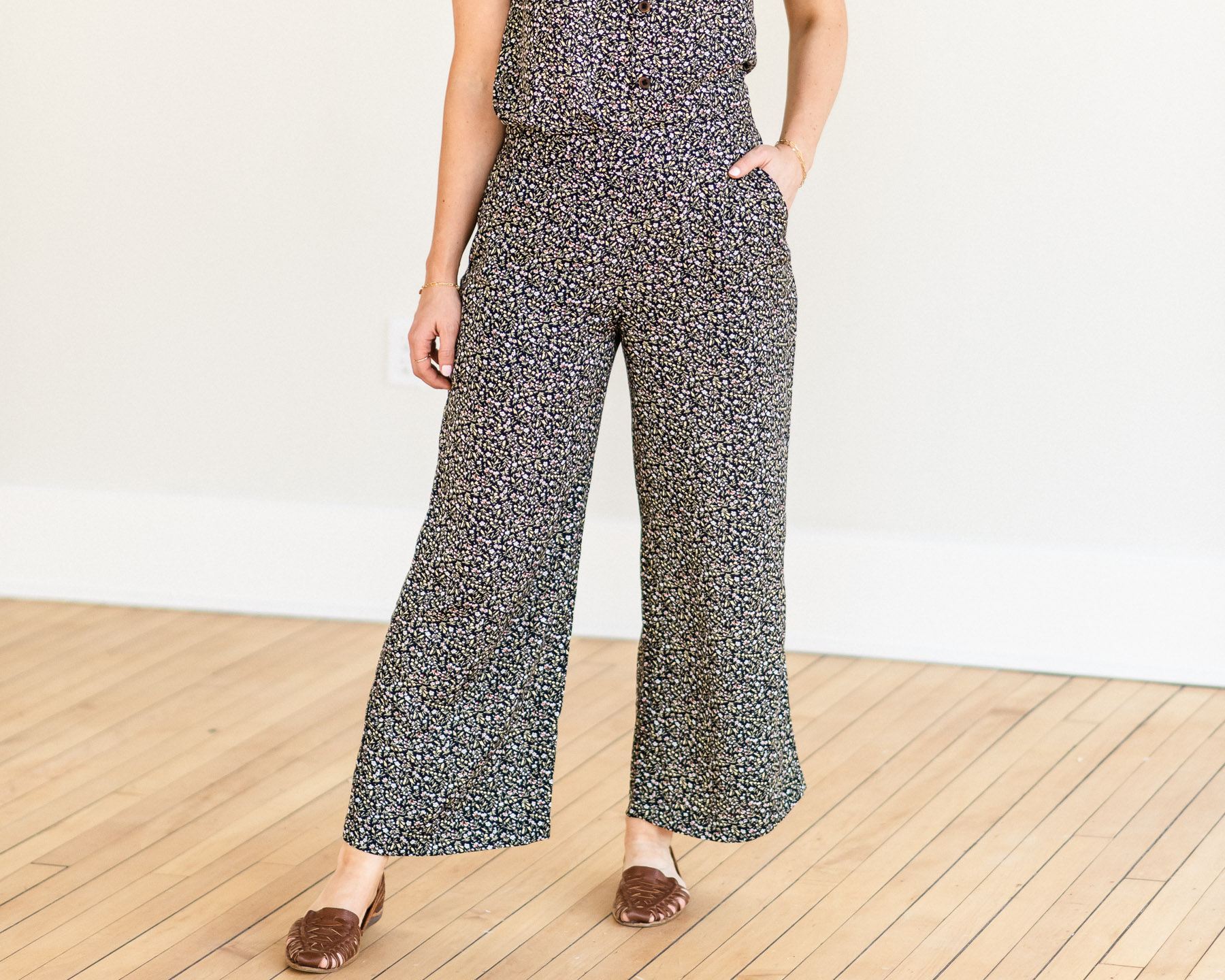 floral wide leg pants