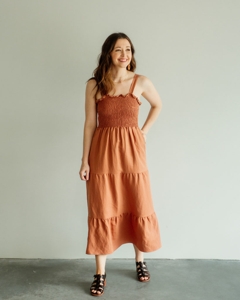 4 ways to style a slow fashion summer dress, smocked tiered maxi dress by vetta capsule, ashleigh becker blogger