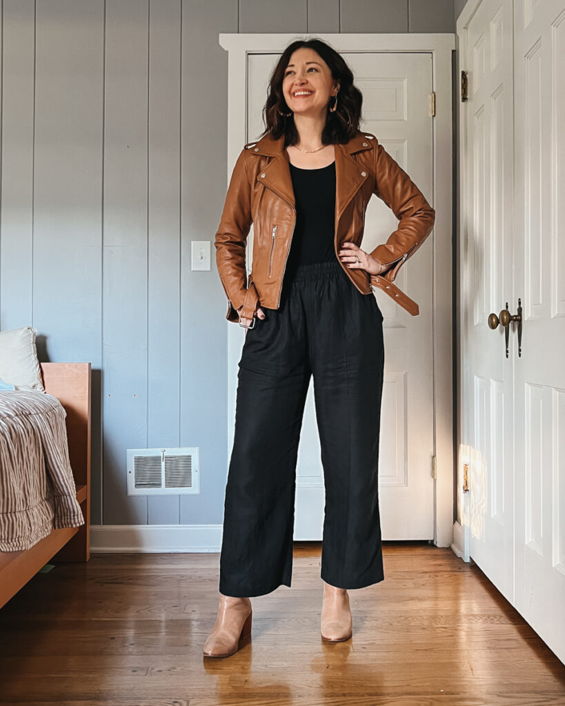 how to style a motorcycle leather jacket sustainable by ashleigh becker