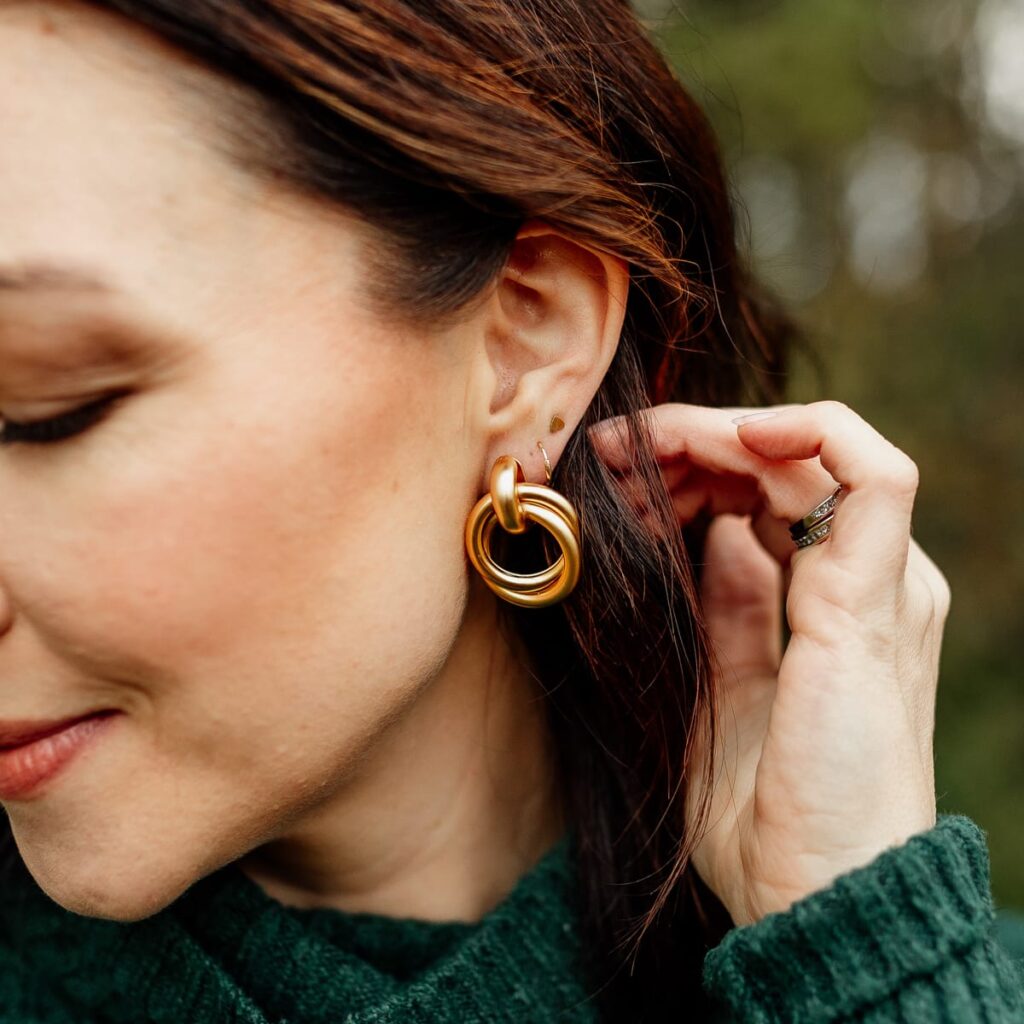modern gold statement earrings women love gift guide ideas
